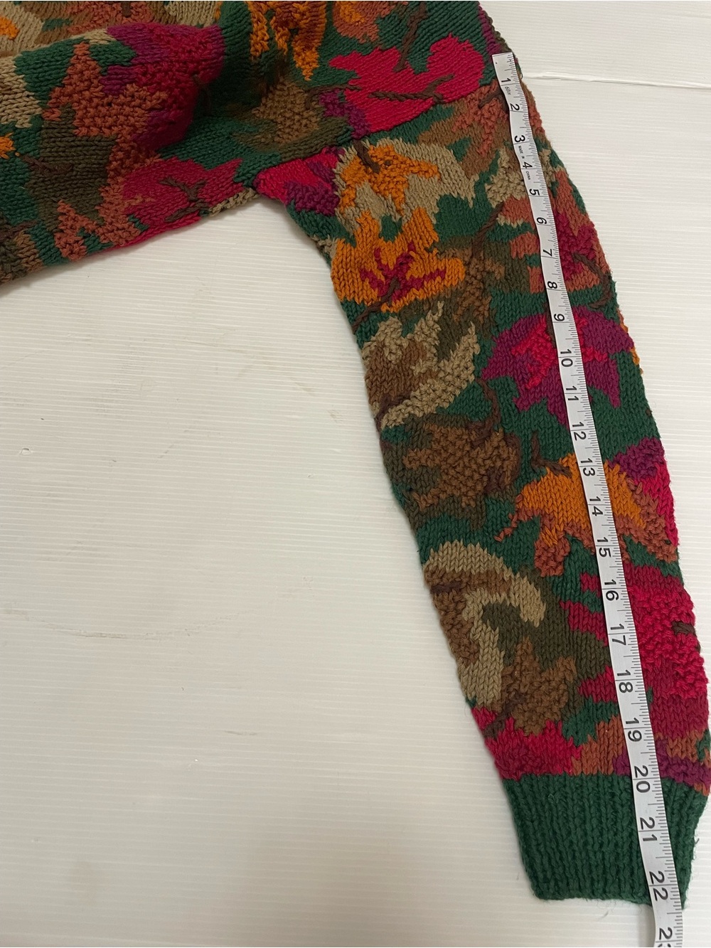 VTG Knit Cabela's Women's Green x Maple leaf pattern Cotton Sweater/Jumper SZ XL - Picture 9 of 9